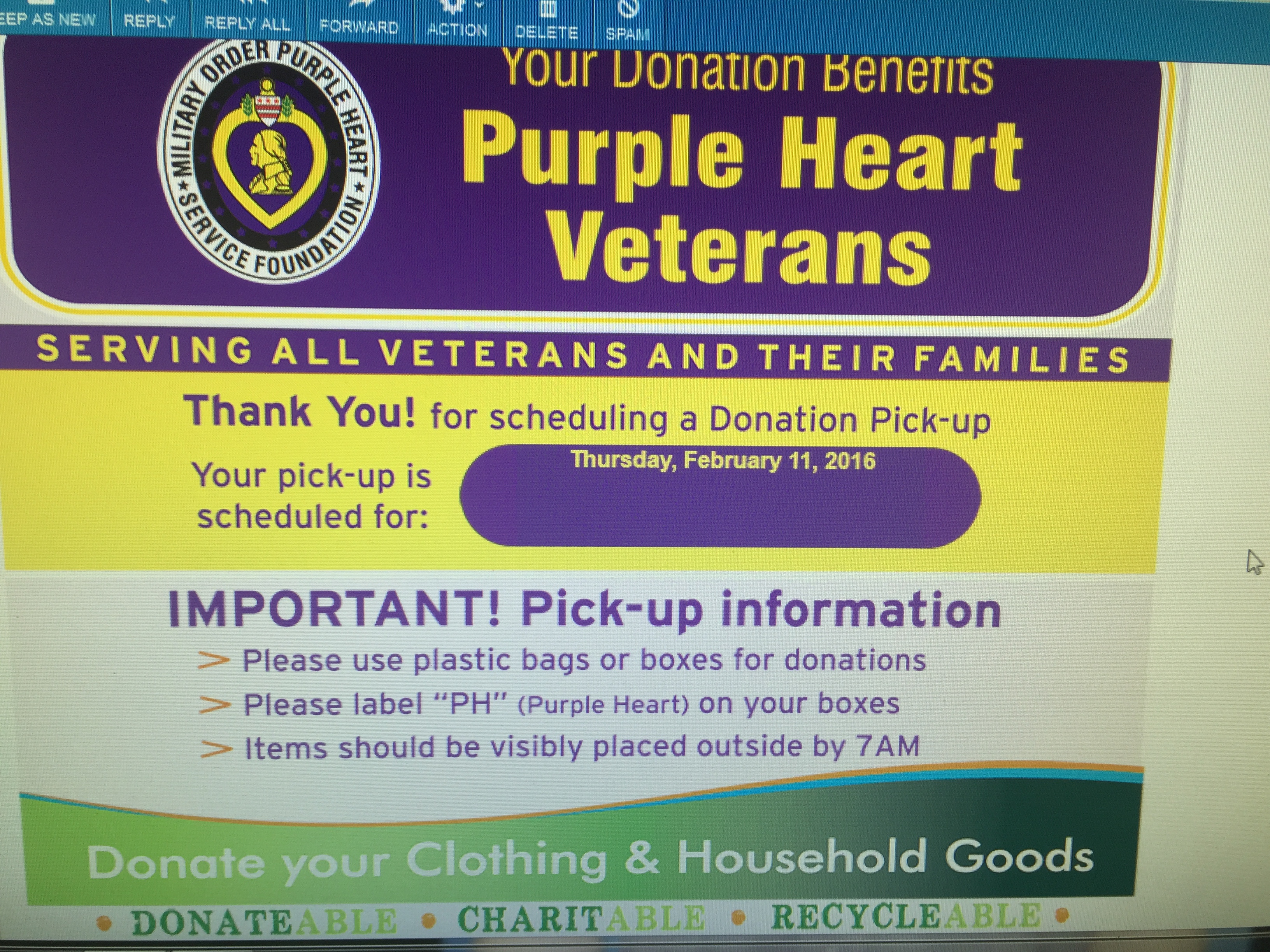 How do you donate to Purple Heart Pickup?